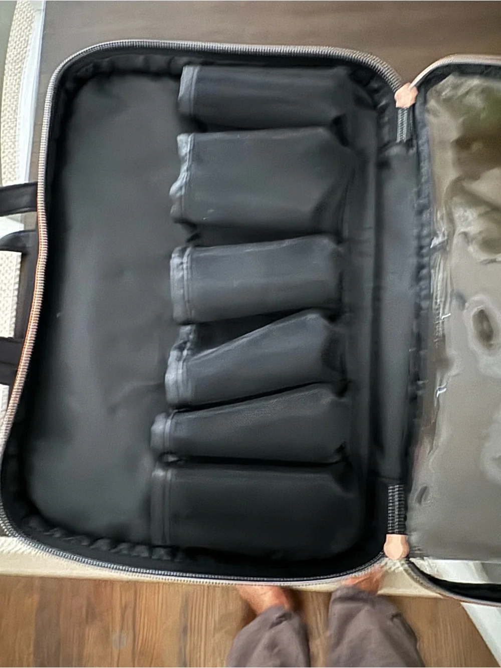 Clear Black Cosmetic Train Case with Rose Gold Zippers - Unbranded
